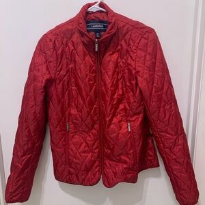 LANDS' END Women Quilted Primaloft Insulated Jacket Red Size XS 2-4